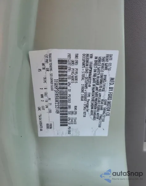 2010 Ford Focus Se из США, поврежденный, VIN 1FAHP3FN9AW232149